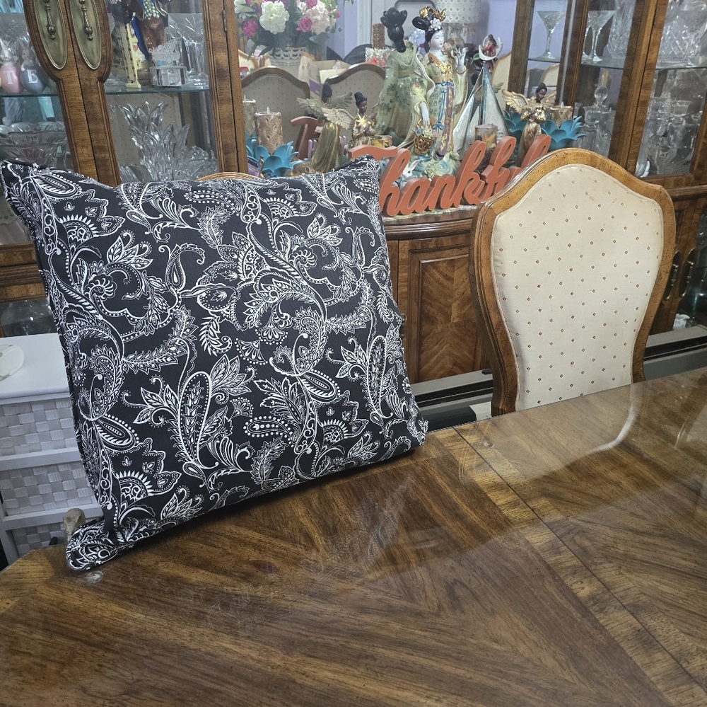 Set Of 2 Paisley Black and White Decorative Pillow
